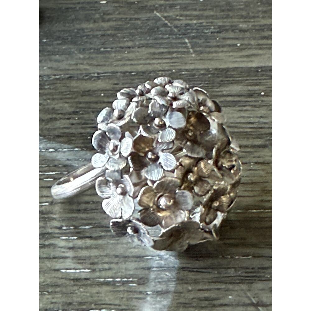 Vintage Sergio Hinojosa STERLING silver floral Taxco Mexico 925 Ring Size 8.5